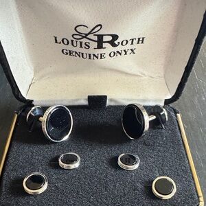 Louis Roth Black Onyx Cufflinks and Studs Set